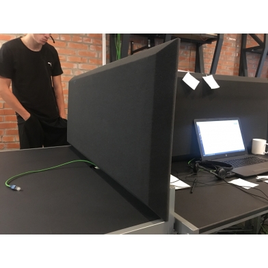 Купить акустическая ширма-накладка для офисных столов ecosound quadro screen grey 100х50 см 50мм цвет черный графит по низкой цене