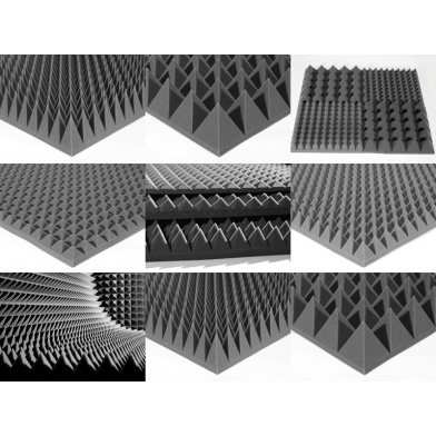 Купить панель из акустического поролона ecosound пирамида 120мм mini, 0,5х0,5м черный графит по низкой цене