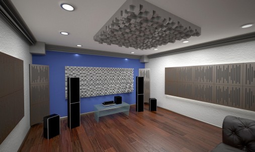 Візуалізація проекту з використаннямАкустичний дифузор-розсіювач Ecosound EcoDIFF foam 150мм, 50х50 см колір чорний 