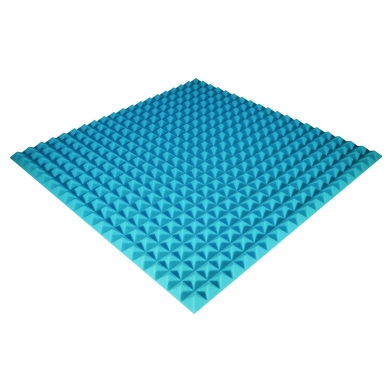Купить панель з акустичного поролону ecosound pyramid color товщиною 30 мм, розміром 100х100 см, синього кольору  по низкой цене