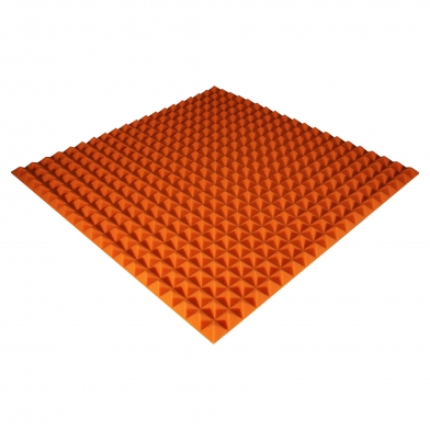 Купить панель з акустичного поролону ecosound pyramid color товщиною 30 мм, розміром 100х100 см, оранжевого кольору  по низкой цене