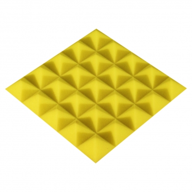 Купить панель з акустичного поролону ecosound pyramid color товщиною 25 мм, розміром 25x25 см, жовтого кольору  по низкой цене