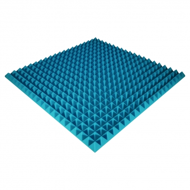 Купить панель з акустичного поролону ecosound pyramid color товщиною 50 мм, розміром 100х100 см, синього кольору  по низкой цене