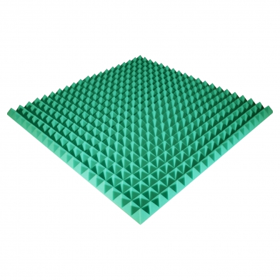 Купить панель з акустичного поролону ecosound pyramid color товщиною 50 мм, розміром 100х100 см, зеленого кольору  по низкой цене