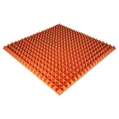 Купить панель з акустичного поролону ecosound pyramid color товщиною 50 мм, розміром 100х100 см, оранжевого кольору по низкой цене