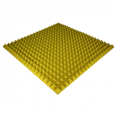 Купить панель з акустичного поролону ecosound pyramid color товщиною 50 мм, розміром 100х100 см, жовтого кольору  по низкой цене