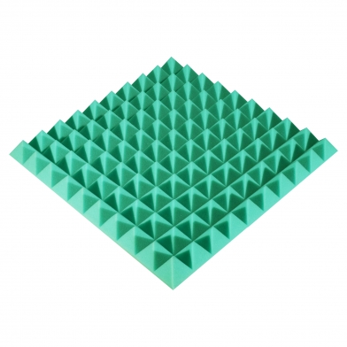 Купить панель з акустичного поролону ecosound pyramid color товщиною 50 мм, розміром 50х50 см, зеленого кольору  по низкой цене