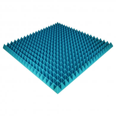 Купить панель з акустичного поролону ecosound pyramid color товщиною 70 мм, розміром 100х100 см, синього кольору  по низкой цене