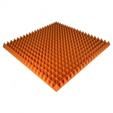 Купить панель з акустичного поролону ecosound pyramid color товщиною 70 мм, розміром 100х100 см, оранжевого кольору  по низкой цене