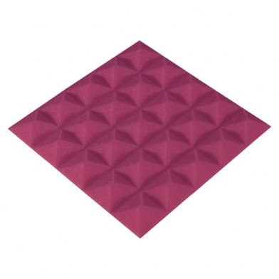 Купить панель из акустического поролона ecosound pyramid color толщиной 15 мм, размером 25x25 см, розового цвета по низкой цене