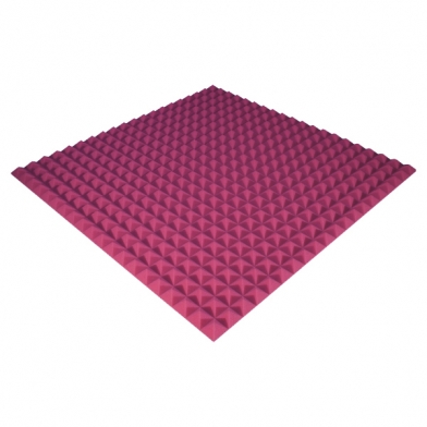 Купить панель з акустичного поролону ecosound pyramid color товщиною 25 мм, розміром 100х100 см, рожевого кольору  по низкой цене